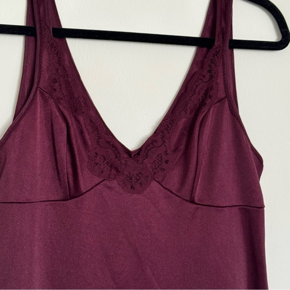 Vintage Charnos UK Burgundy Lace Detail Slip Dress Whimsigoth Babydoll 18 UK - Picture 2 of 8